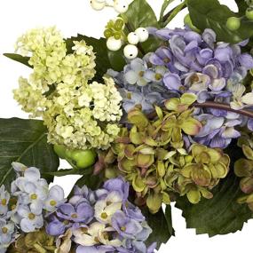 img 2 attached to 🌺 Vibrant Purple/Green Hydrangea Wreath (22-Inch) - Nearly Natural 4781: Beautiful & Lifelike Floral Decor