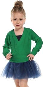 img 3 attached to 🩰 Kidsmian Little Girl's Long Sleeve Ballet Dance Cardigan - Classic Knit Wrap Top