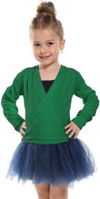 img 4 attached to 🩰 Kidsmian Little Girl's Long Sleeve Ballet Dance Cardigan - Classic Knit Wrap Top