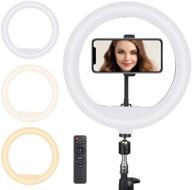 🎥 12-inch led selfie ring light - dimmable desk makeup ring light with remote control, ideal for live streaming, tiktok, youtube videos, photography - iphone/android compatible logo
