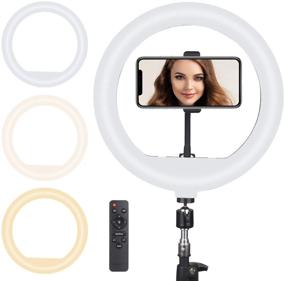 img 4 attached to 🎥 12-Inch LED Selfie Ring Light - Dimmable Desk Makeup Ring Light with Remote Control, Ideal for Live Streaming, TikTok, YouTube Videos, Photography - iPhone/Android Compatible