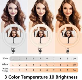 img 3 attached to 🎥 12-Inch LED Selfie Ring Light - Dimmable Desk Makeup Ring Light with Remote Control, Ideal for Live Streaming, TikTok, YouTube Videos, Photography - iPhone/Android Compatible