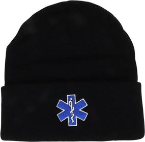 img 1 attached to 🎩 Broner Hats Military and Law Enforcement Watch Cap Cuff Beanie: EMT Black - One Size Fits All