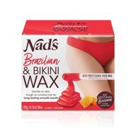 🏖️ nad's brazilian & bikini wax kit: effective hair removal for coarse hair at home - includes hard wax, calming oil wipes, and wooden spatula logo