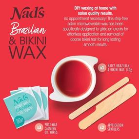 img 3 attached to 🏖️ Nad's Brazilian & Bikini Wax Kit: Effective Hair Removal for Coarse Hair at Home - Includes Hard Wax, Calming Oil Wipes, and Wooden Spatula