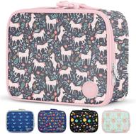 🍱 insulated lunch box for kids & adults - hadley, unicorn fields, simple modern logo