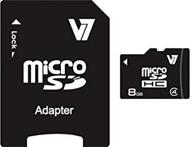 💾 v7 8gb microsdhc class 4 flash memory card with sd adapter - high performance black memory card for efficient data storage logo