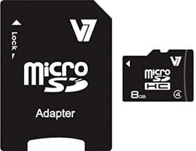 img 1 attached to 💾 V7 Флеш-карта MicroSDHC класса 4 на 8 ГБ с адаптером SD - высокопроизводительная черная карта памяти для эффективного хранения данных