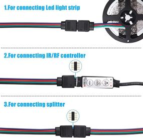 img 1 attached to 20-Piece LED RGB Strip Light Connector Kit with Male and Female Connector Wire Cable: Ideal Adapter for 10mm Wide Strip Lights to Controller, including 10-Male 4-Pin Plugs for 5050 3528 RGB LED Light Strip