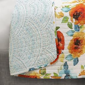 img 1 attached to Lush Decor 3 Piece King Size Quilt Set in Tangerine & Blue - Percy Bloom Design