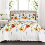 lush decor 3 piece king size quilt set in tangerine & blue - percy bloom design logo