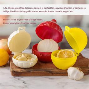 img 1 attached to 🥕 Set of 3 Crystalia Vegetable Storage Containers: Onion, Garlic, and Lemon Savers - BPA Free, Produce Saver Set for Refrigerator