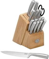 набор для кухни chicago cutlery elston из 16 предметов из нержавеющей стали с серебристым блоком, модель 1109814. логотип