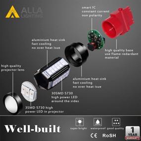 img 1 attached to 🚦 Alla Lighting 2800lm 3156 3157 LED Strobe Brake Lights Bulbs: Pure Red Xtreme Super Bright T25 Wedge 5730 33-SMD 12V Flashing Stop Lamps for Models 3057, 3457, 4157, 4057, 3056, 3057K, 4057KX, and 3157LL