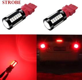 img 4 attached to 🚦 Alla Lighting 2800lm 3156 3157 LED Strobe Brake Lights Bulbs: Pure Red Xtreme Super Bright T25 Wedge 5730 33-SMD 12V Flashing Stop Lamps for Models 3057, 3457, 4157, 4057, 3056, 3057K, 4057KX, and 3157LL