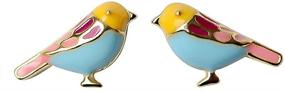 img 4 attached to 🐦 Cute Bird Stud Earrings: 925 Sterling Silver Gold Plated, Enamel Feather, Nickel Free Piercing Ear Jewelry for Women and Girls - Dainty Gift