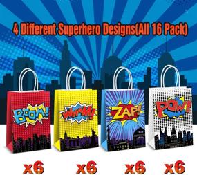 img 3 attached to 🎉 16-Piece Superhero Party Supplies Set - JOYET Superhero Theme Birthday Party Decorations, Including Superhero Party Bags in 4 Vibrant Colors