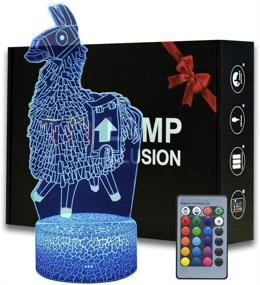 img 4 attached to 🦙 3D Illusion Battle Royale Game Series Night Light with Remote Control - Llama Theme, ABS Base Acrylic Board Home & Room Decor Table Lamp, Unique Gifts for Children, Teens, Birthdays & Christmas