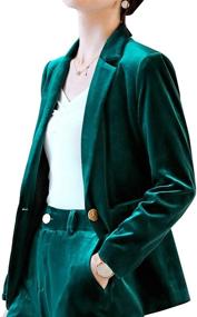img 3 attached to 👗 Stylish and Chic: Women's HeLov Button Velvet Blazer for Casual Fashion