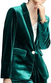 img 2 attached to 👗 Stylish and Chic: Women's HeLov Button Velvet Blazer for Casual Fashion