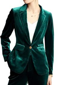 img 4 attached to 👗 Stylish and Chic: Women's HeLov Button Velvet Blazer for Casual Fashion