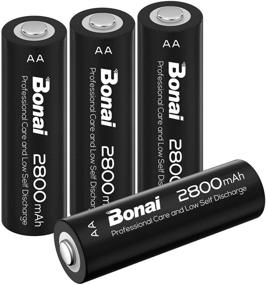 img 4 attached to 🔋 Bonai 4 упаковки перезаряжаемых батарей AA 2800mAh: высокая емкость, низкое саморазрядное, Ni-MH 1.2V