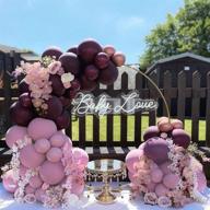 burgundy and pink balloons garland kit with double stuffed metallic rose gold latex balloons - perfect for wedding, baby shower, birthday, or burgundy theme party decorations logo