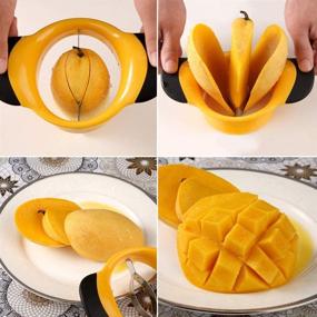 img 1 attached to 🥭 Mango Slicer Splitter Cutter Pitter: Stainless Steel Blade, Ergonomic Rubber Grip Handle - Fruit Kitchen Tool, Peach Corer (Mango Slicer)