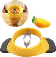 🥭 mango slicer splitter cutter pitter: stainless steel blade, ergonomic rubber grip handle - fruit kitchen tool, peach corer (mango slicer) logo