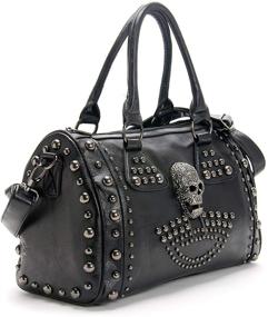 img 4 attached to 👜 Studded Gothic Skull Handbag with Spacious Interior - Perfect for Women's Large Capacity Shoulder Bag