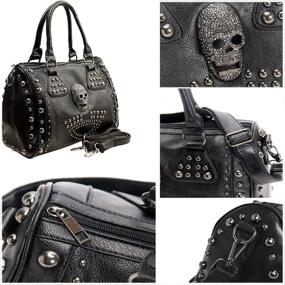 img 2 attached to 👜 Studded Gothic Skull Handbag with Spacious Interior - Perfect for Women's Large Capacity Shoulder Bag