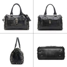 img 3 attached to 👜 Studded Gothic Skull Handbag with Spacious Interior - Perfect for Women's Large Capacity Shoulder Bag