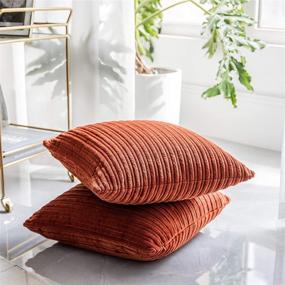 img 1 attached to 🔥 Kevin Textile Set of 2 Corduroy Velvet Pillow Covers - Supersoft Handmade Decorative Throw Cushion for Bed, Burnt Brick Color, 18x18 Inch (45cm)