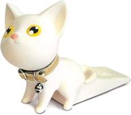 cute cat door stopper: non-scratching, strong grip for all surfaces (white) логотип