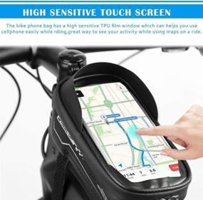 img 1 attached to 🚲 Waterproof Bicycle Top Tube Handlebar Bags with Reflective Anti-Glare - Bike Phone Holder Mount for 7 Inch Mobile Phone