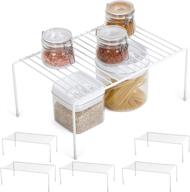 medium smart design cabinet storage shelf rack - set of 6 - 8.5 x 13.25 inch - non-slip feet - steel metal frame - rust resistant coating - cup, dish, counter & pantry organization - kitchen - white логотип