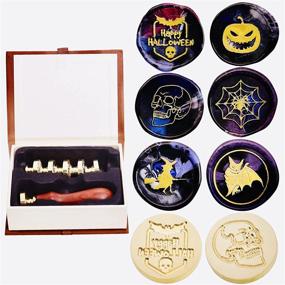 img 4 attached to 🎃 SWANGSA Halloween Wax Seal Stamp Kit: Vintage 6-Piece Set with Wooden Handle for Spooky Sealing