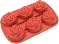 🌹 silicone molds [garden rose, 6 cup] cupcake baking pan - free paper muffin cups - non stick, bpa free, 100% silicone &amp; dishwasher safe - kitchen tray &amp; soap molds logo