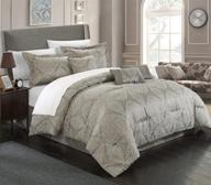 🛌 gray king size chic home 7-piece jessica embossed traditional jacquard motif comforter set logo