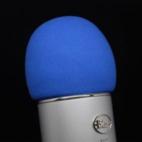 img 1 attached to 🎤 Оптимизированный поролоновый ветрозащитный экран для Blue Yeti и других крупных микрофонов - совместим с MXL, Audio-Technica и другими - премиум-поролоновый материал повышает способности вашего микрофона к фильтрации поп-звуков (синий)