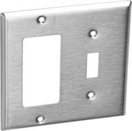 leviton s126 stainless steel 2-gang wallplate for 1 toggle switch and decora/gfci device логотип