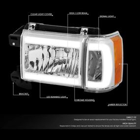 img 3 attached to 💡 Enhance Your F-Series & Bronco with DNA Motoring HL-LB-F15087-CH-AM Chrome Headlights With LED DRL - Perfect Fit for 87-91 F150 F250 F350 Bronco