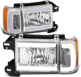 img 4 attached to 💡 Enhance Your F-Series & Bronco with DNA Motoring HL-LB-F15087-CH-AM Chrome Headlights With LED DRL - Perfect Fit for 87-91 F150 F250 F350 Bronco