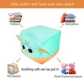 img 2 attached to Large Stuffed Animal Storage Bean Bag Chair Cover - 24 x 24 Inch Size, Zipper Closure for Organizing Plush Toys, Blankets, Towels, Clothes - Home Supplies (Beans Not Included)
