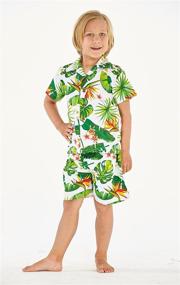 img 1 attached to 🌺 Hawaii Hangover Boy's Aloha Luau Shirt Cabana Set in Vintage Tropical Toile