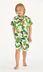 img 2 attached to 🌺 Hawaii Hangover Boy's Aloha Luau Shirt Cabana Set in Vintage Tropical Toile