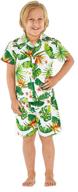 🌺 hawaii hangover boy's aloha luau shirt cabana set in vintage tropical toile logo