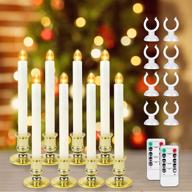 🕯️ window candle lights for christmas decoration – pack of 8 flameless taper candles with remote timer, led, battery operated, warm white flickering light logo