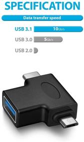 img 1 attached to 🔌 Versatile 2 in 1 OTG Converter: USB 3.0 to Micro USB and Type C Adapter - USB3.0 Female to Micro USB Male and USB C Male Connector (1 Pack)