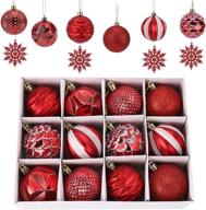 🎄 red glitter christmas ball ornaments 12ct, 2.36" shatterproof xmas decor balls - new for 2021, ideal for tree decoration, holiday party, xmas tree ornaments logo